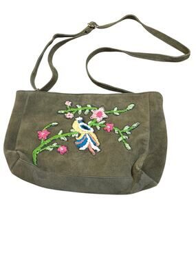 Raj LA Leather Suede Embroidered Crossbody Bag